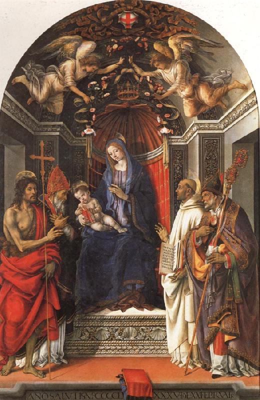 Filippino Lippi Madonna and Child Enthroned with SS.John the Baptist,Victor,Ber-nard,and Zenbius oil painting picture